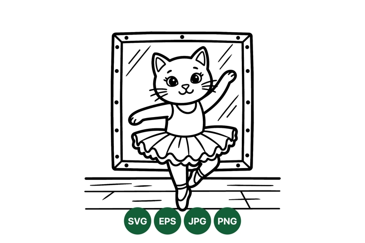 Adorable Ballerina Cat Svg Dance Illustration