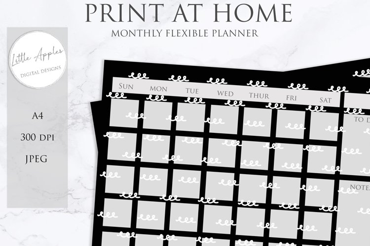 Printable Flexible Monthly Wall Planner Calendar. (536167)