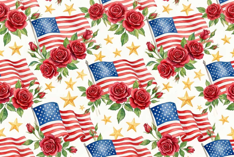 patriotic banners stars stripes Memorial Day repeat design