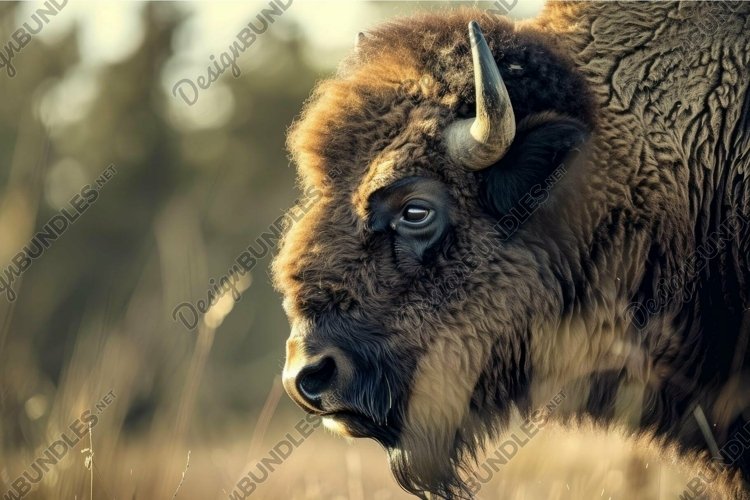 Majestic bison in natural habitat during golden hour example image 1