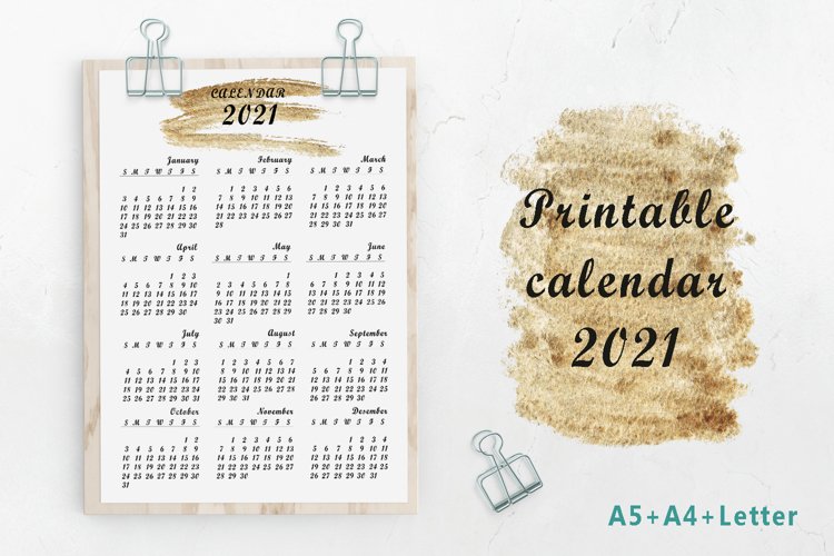 Download Printable Gold Minimalist Calendar 2021 Pdf 990272 Illustrations Design Bundles