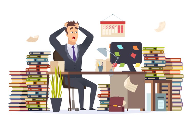 Overworked businessman. Stressed frustrated director manager example image 1