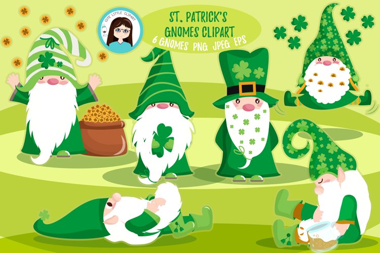 St. Patricks's Gnomes Cliparts example image 1