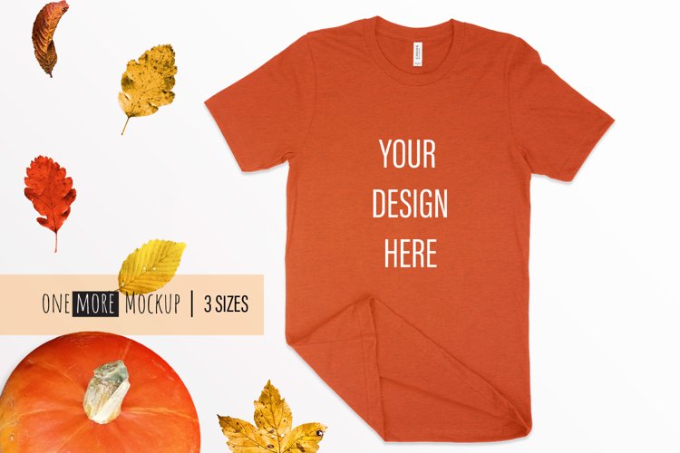 Fall T-Shirt Mockup I Bella Canvas 3001 Heather Autumn example image 1