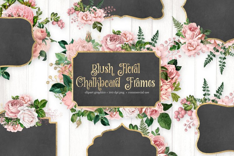 Blush Floral Chalkboard Frames example image 1