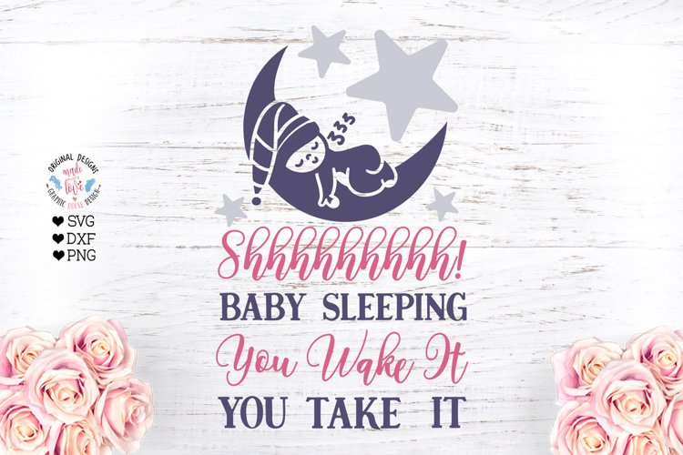 Nursery Cut File - Baby Sleeping Cut File - Sublimation example image 1