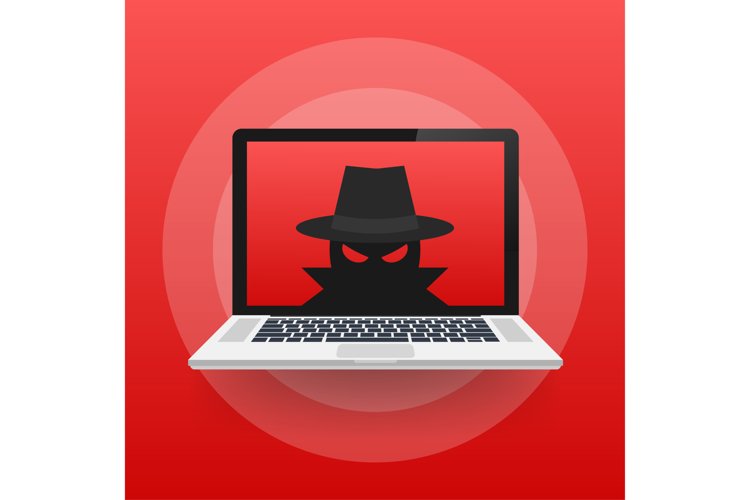 Spyware, Internet technology. Stop sign, Web icon. Danger example image 1