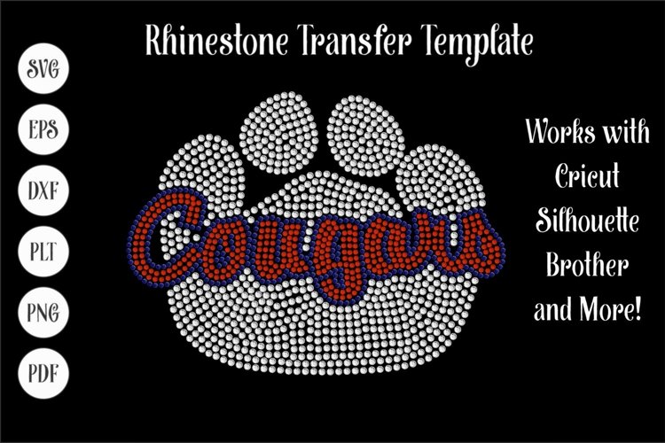 Cougars - Cougar Rhinestone SVG Template example image 1