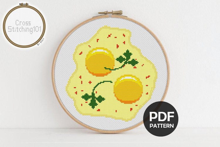 Omelette Cross Stitch Pattern - Instant Download PDF example image 1