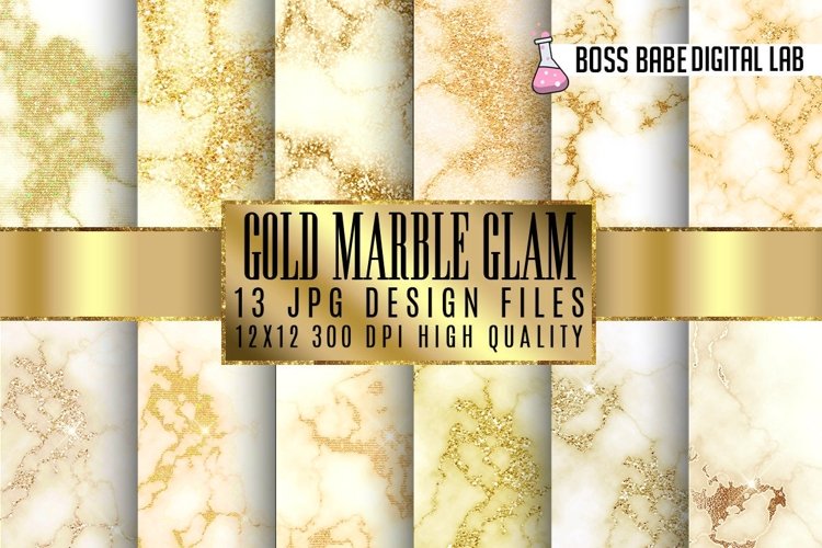 Gold Glam marble digital paper example image 1