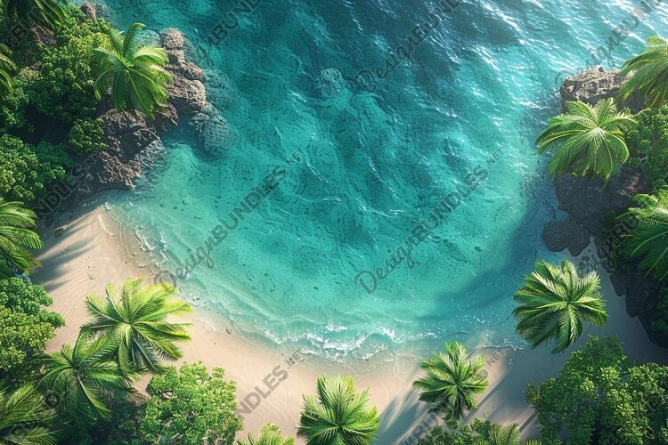 Aerial view turquoise ocean. Summer background. High photo example image 1