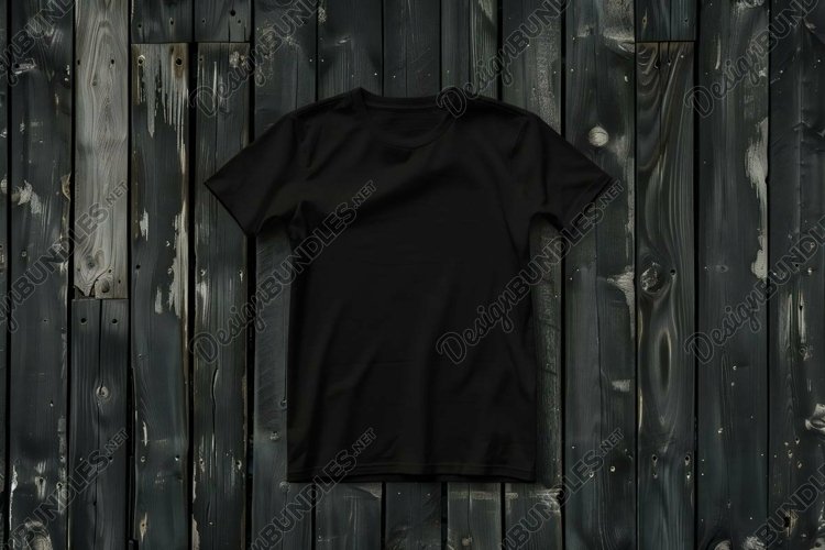 Gildan Black T-shirt Mockup Flat Lay