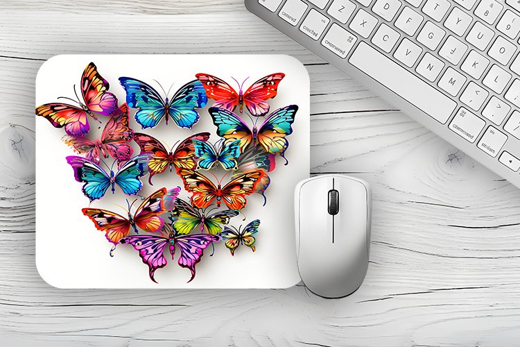 Colorful Butterflies Mousepad Sublimation Design, Animal Mou example image 1