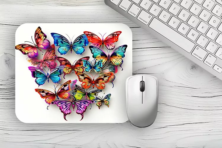 Colorful Butterflies Mousepad Sublimation Design, Animal Mou