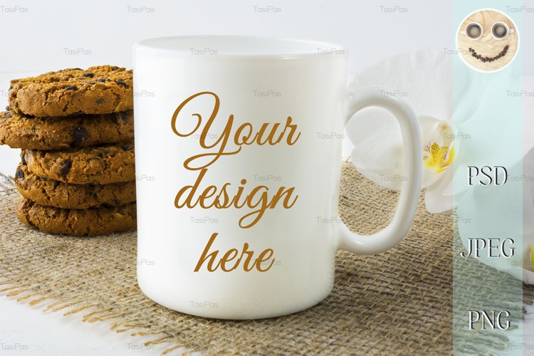 Coffee mug mockup with cookies example image 1