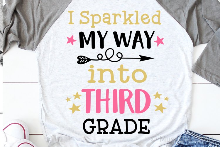 I Sparkled My Way into Third Grade Svg, Girl 3rd Grade Svg example image 1