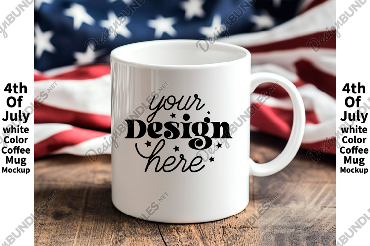 4th of July white 11oz blank coffee mug mockup