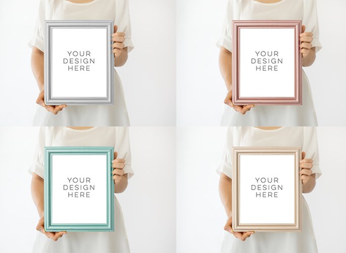 Frame bundle mockup, Collection of Frame, mock up download, modern digital frame, Scandinavian style Product Mockup, Empty Frame Stock Photo example image 1