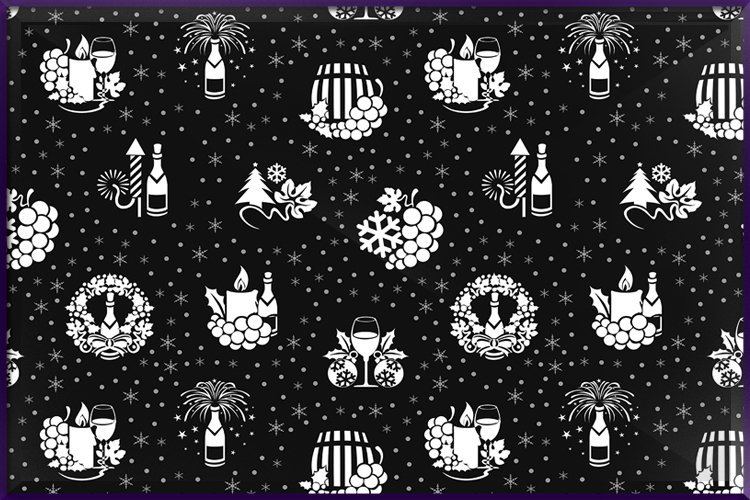 Wine Holiday BW pattern example image 1