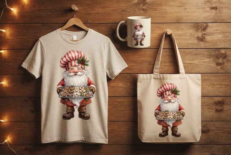 Festive Baking Gnome Christmas Art