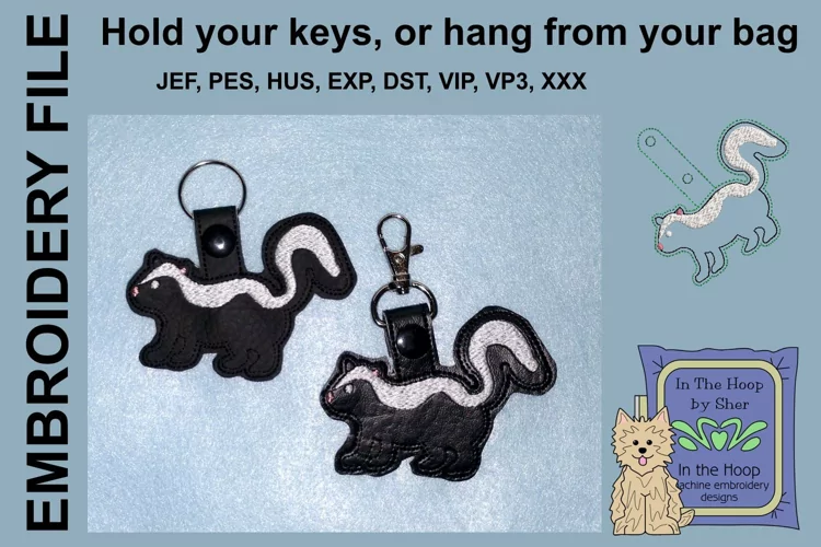 ITH Skunk Vinyl Key Fob or Bag Tag - Snap Tab
