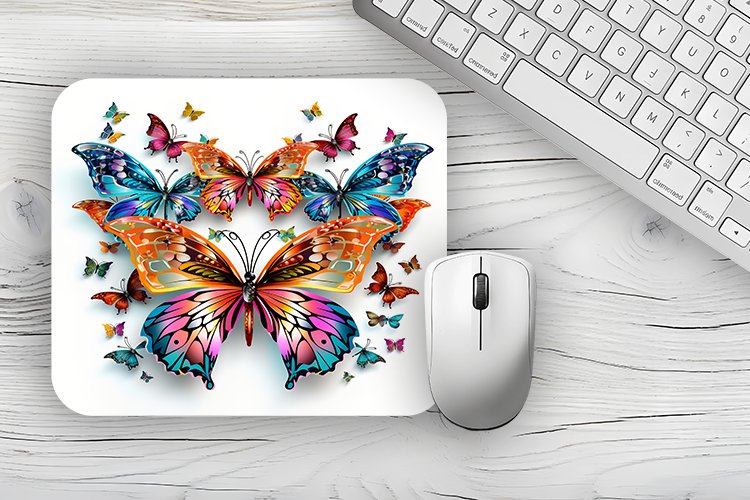 Colorful Butterflies Mousepad Sublimation Design, Animal Mou