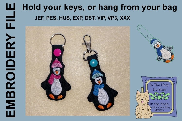 ITH Penguin Key Fob - Embroidery Design