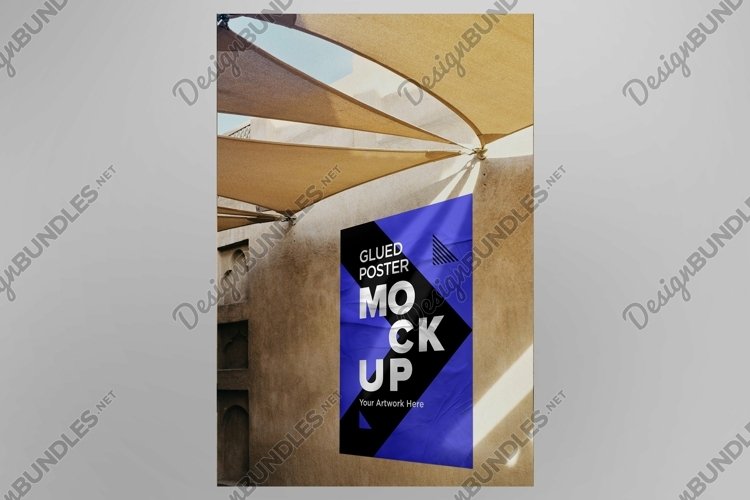 Glued and Crumpled Poster Mockup with Shadow Overlay example image 1