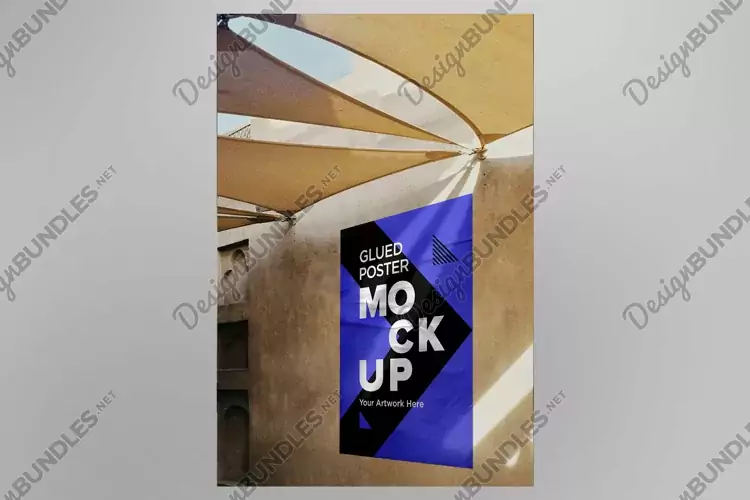 Glued and Crumpled Poster Mockup with Shadow Overlay