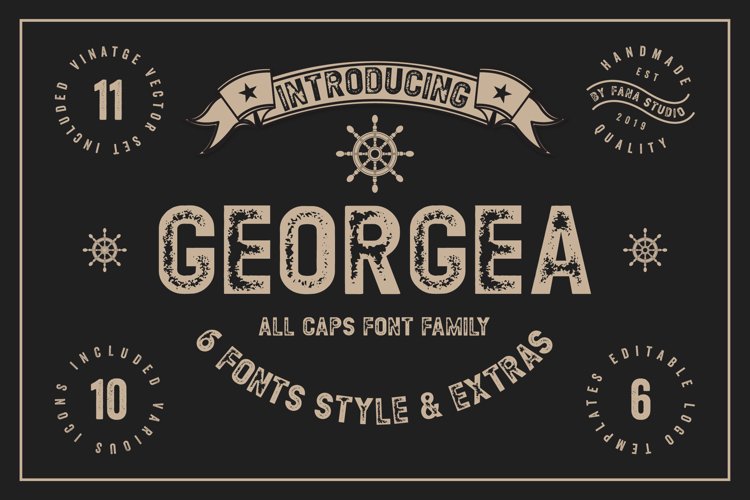 GEORGEA ALL CAPS FONT FAMILY WITH EXTRAS example image 1