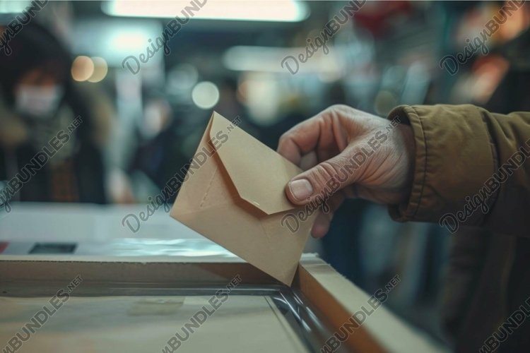 Senior man inserting ballot paper in vote election box