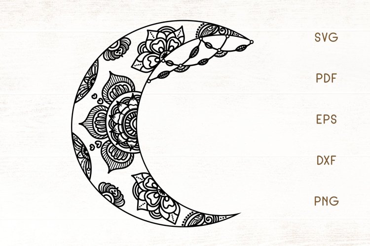 Floral Crescent Moon SVG - Moon SVG Cut File example image 1
