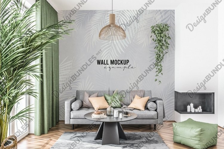 Wall mockup - Wallpaper mockup - Living room example image 1