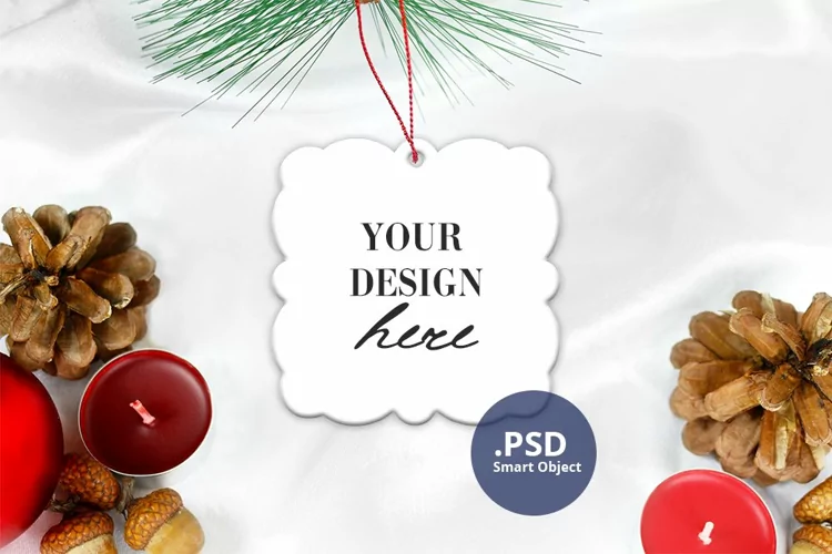 Christmas Milan Ornament PSD Mockup, Sublimation Mockup PNG