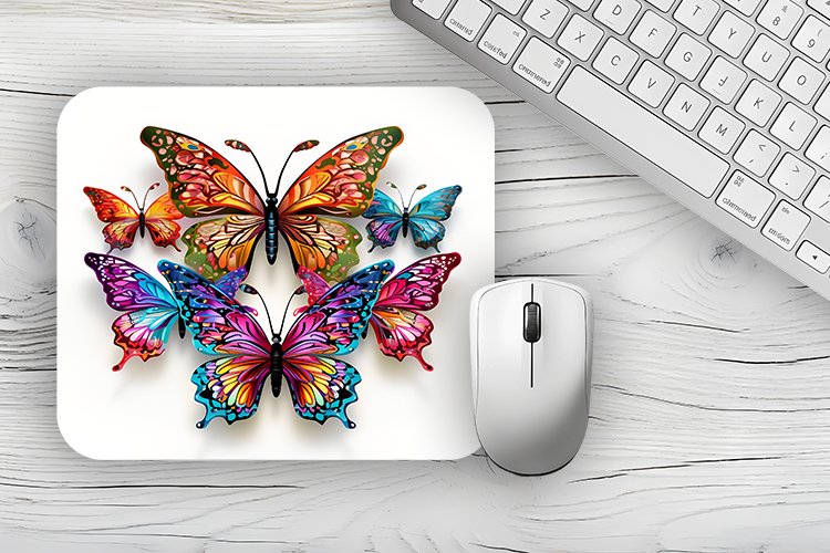 Colorful Butterflies Mousepad Sublimation Design, Animal Mou