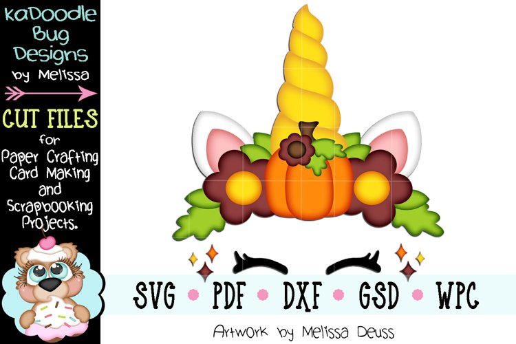 Fall Unicorn Face Cut File - SVG PDF DXF GSD WPC example image 1