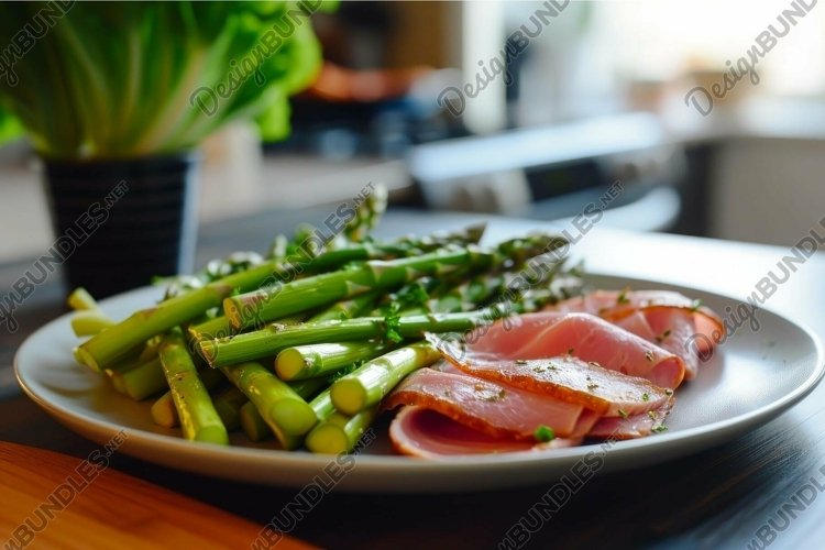 Lean Asparagus ham plate. Generate Ai
