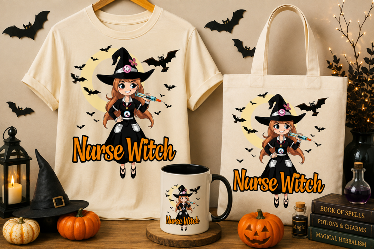 Halloween Nurse Witch PNG | Spooky Nurse Witch Design