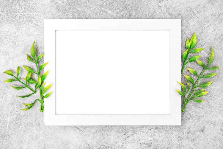 Mockup white frame template floral flat lay stock photo example image 1