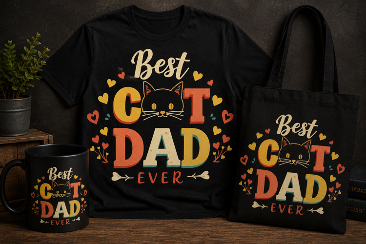 Best Cat Dad Ever PNG | Cute Vintage Cat Lover Design