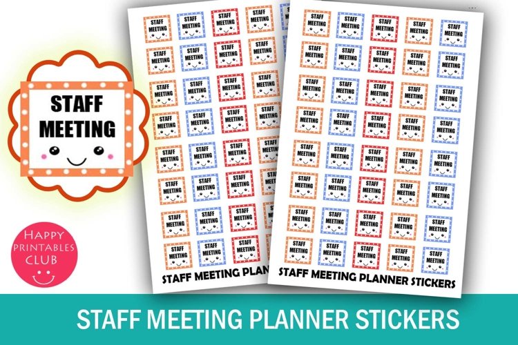 Staff Meeting Planner Stickers- School Staff Planner Sticker example image 1