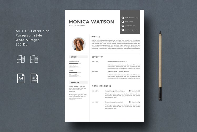 Professional & Creative Resume Template for MAC Pages example image 1