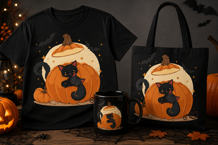 Halloween Black Cat PNG | Cute Cats & Pumpkin Clipart