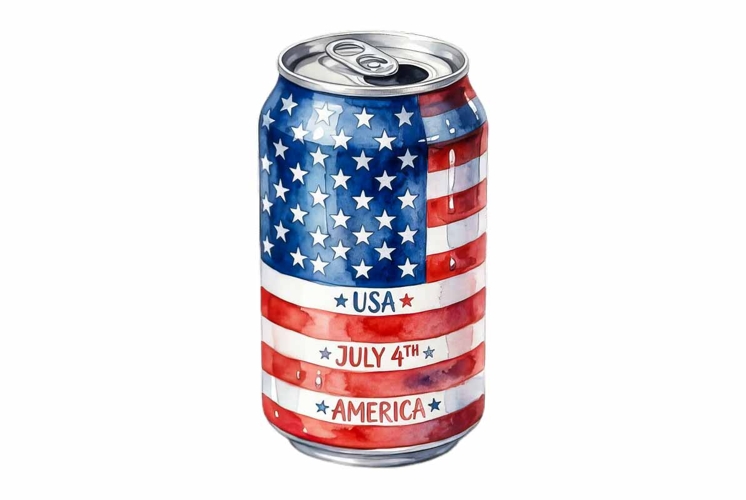 Patriotic Soda Can Watercolor Clipart