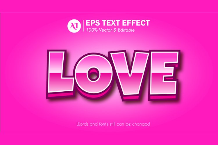 Love Editable Illustrator Text Effect