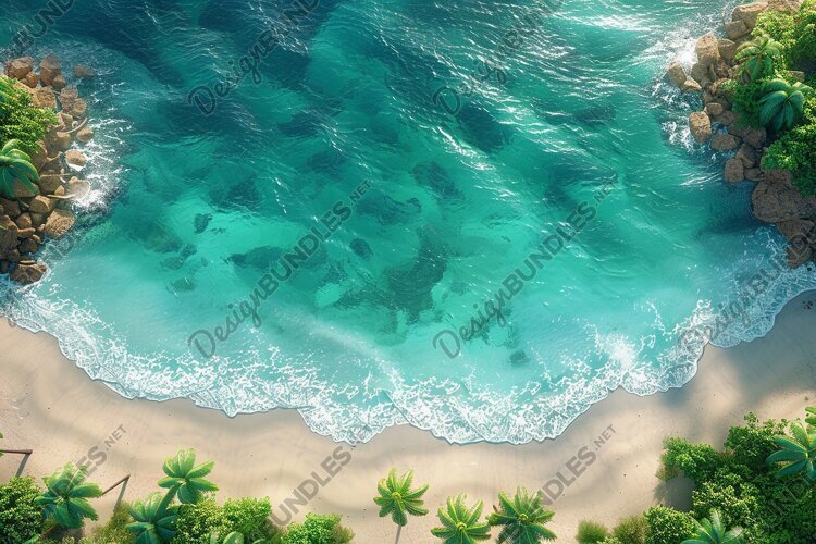 Aerial view turquoise ocean. Summer background. High photo example image 1