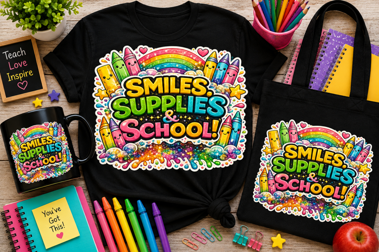 Smiles Supplies School PNG | Back to School Sublimation