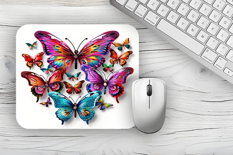 Colorful Butterflies Mousepad Sublimation Design, Animal Mou