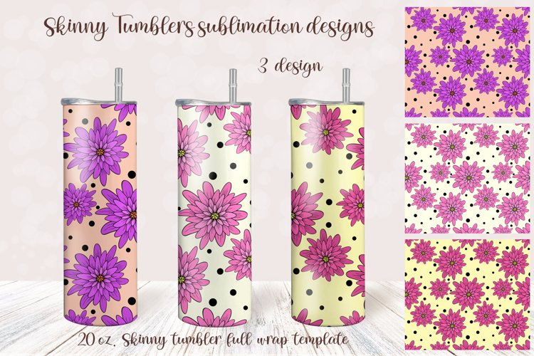 Bright Flowers Tumbler Wrap Design. 20 oz Skinny Tumbler.