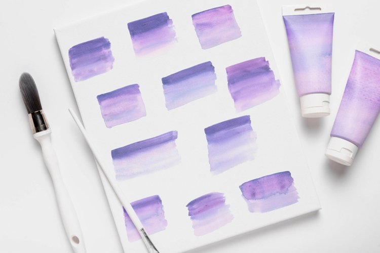 11 Blue Two Tone Watercolor Strokes, Blue Watercolor splash example image 1